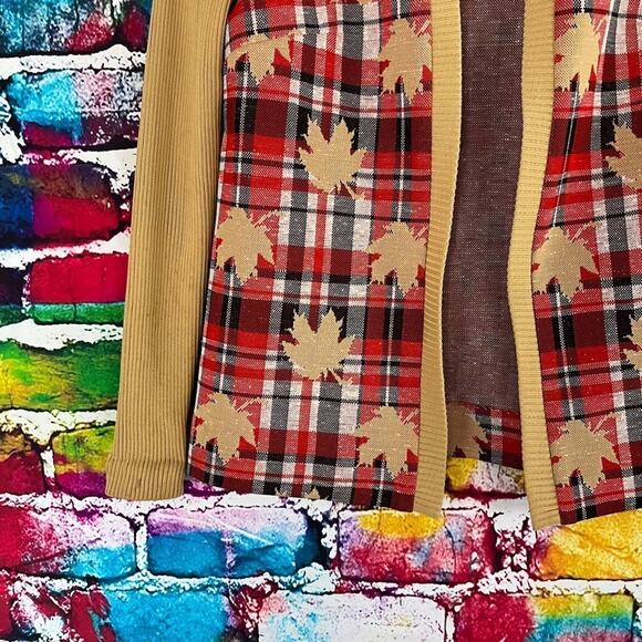 Vintage Momentum Silk Polyester Blend Open Front Leaf Print Cardigan Sweater M - Picture 8 of 9